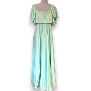sachin and babi light blue dress 1954 Jean Desses Haute-Couture Seafoam Green Pleated Silk-Chiffon Evening  Gown at 1stDibs main image 0